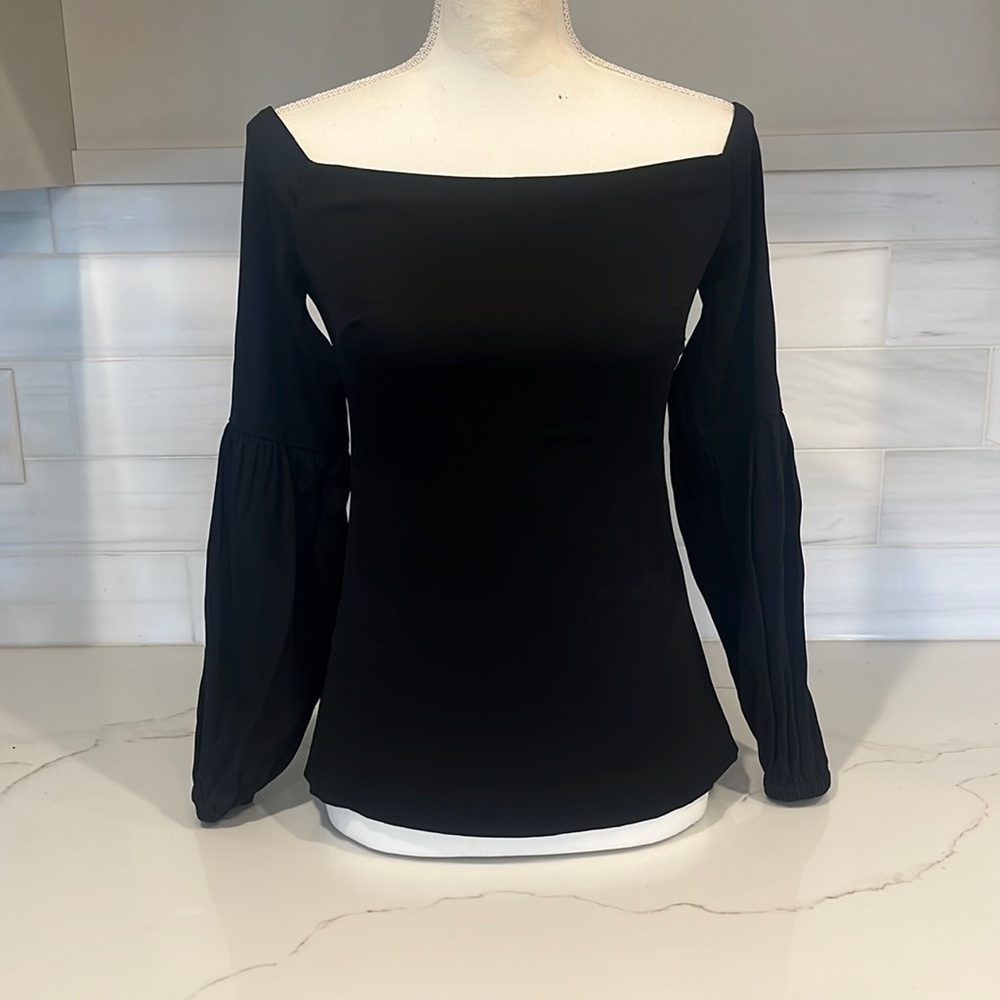 Artelier Nicole Miller Black Boat Neck Blouse size P